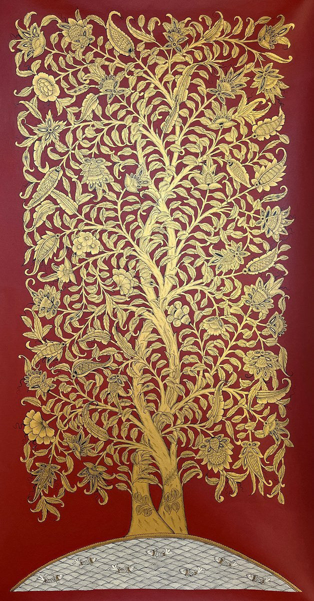 Tree of Life with Pond — Red — Kalyan Joshi