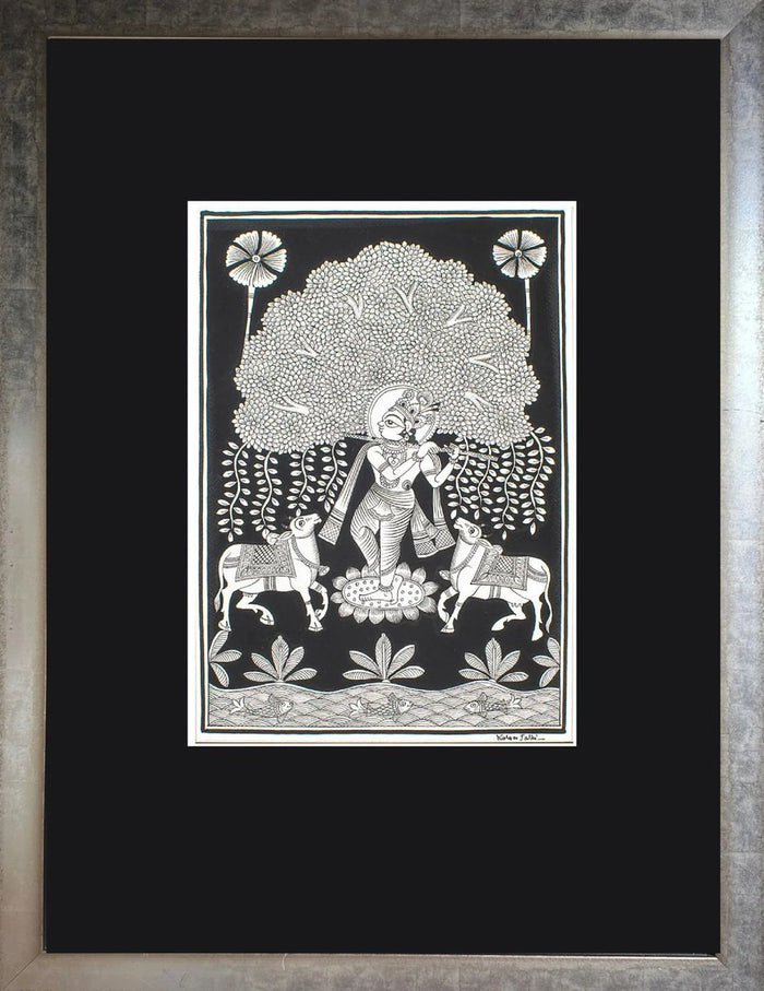 Krishna with Cow — Framed — Kalyan Joshi
